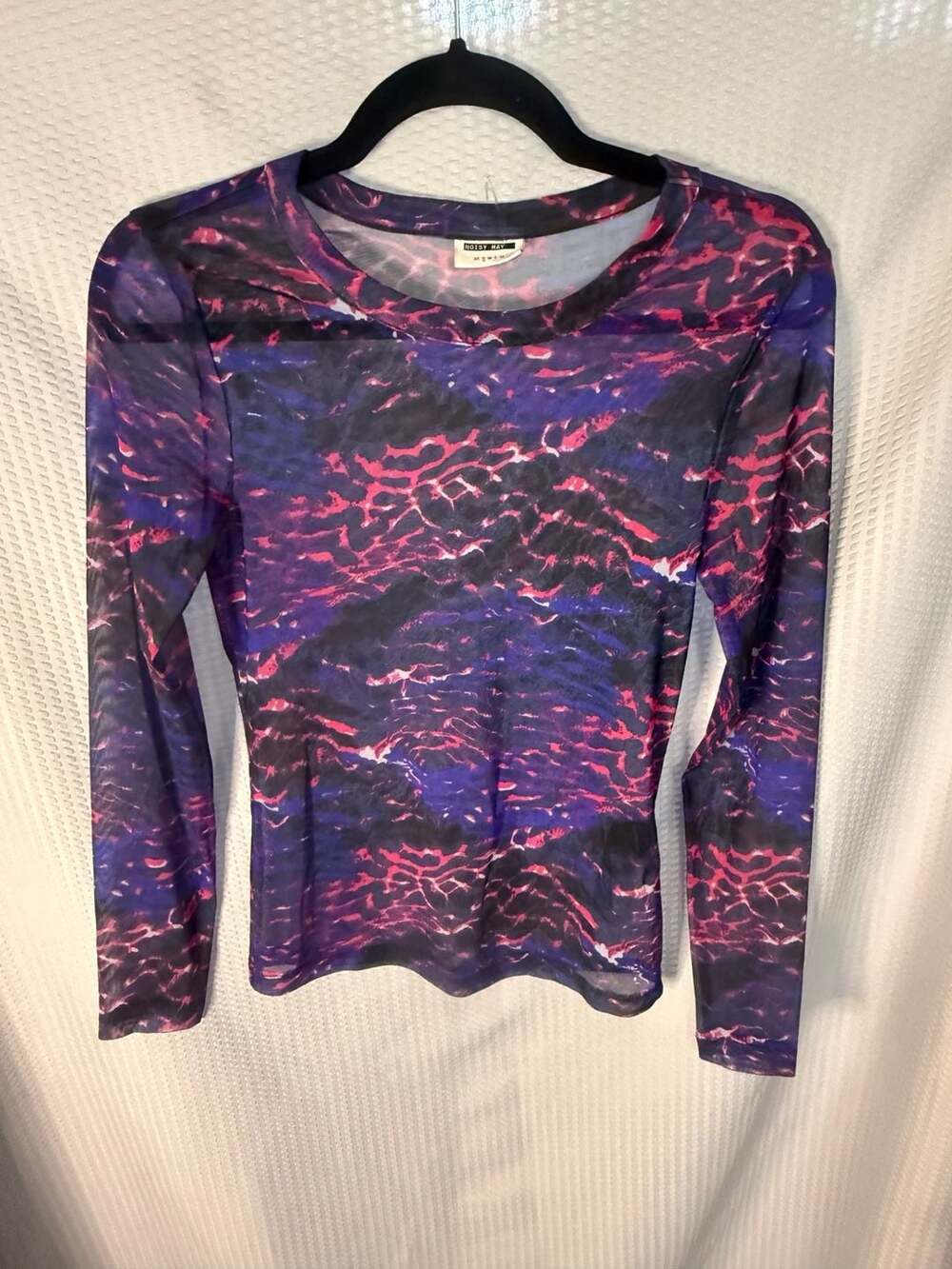 Noisy May Abstract Mesh Long Sleeve Top